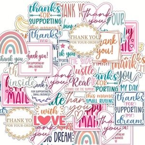 100 Thank You Stickers - Sheet Stickers Variety Designs Customer Appreciation
